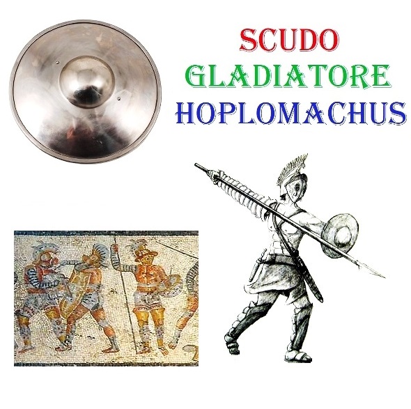 Scudo gladiatore hoplomachus - piccolo scudo storico tondo in metallo da collezione e per cosplay del film il gladiatore.