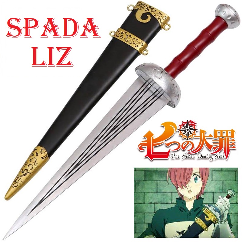 Spada di liz per cosplay - spada fantasy da collezione con fodero della serie anime e manga the seven deadly sins.