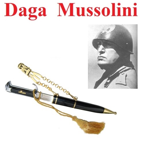 Daga mussolini - coltello storico da collezione del duce con fodero decorato con simboli fascisti.