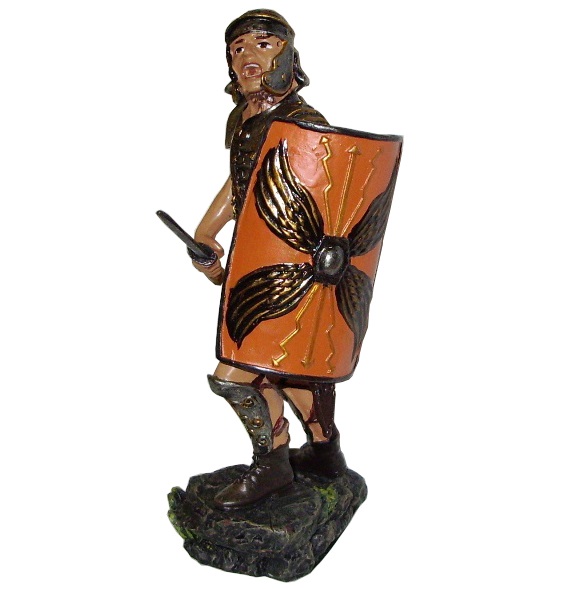 Legionario romano modello uno - miniatura in resina di soldato dell'impero romano in tenuta da battaglia - replica da collezione di legionario misura media.