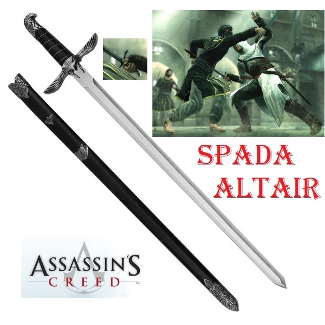 Spada altair con fodero per cosplay - spada fantasy da collezione del videogame assassin's creed.