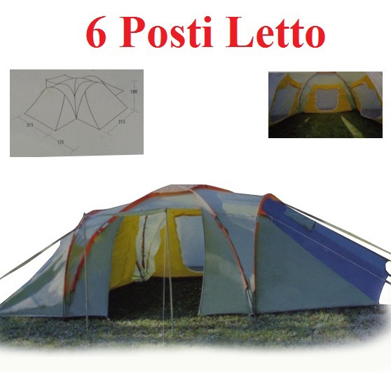 Tenda vis a vis 6 - tenda da campeggio da 6 posti letto - tenda igloo marca bravo.
