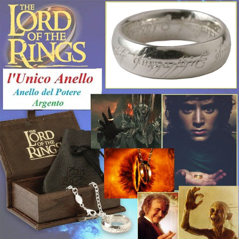 L'unico anello in argento - anello di sauron in argento 925 con iscrizione - riproduzione ufficiale new line cinema del film il signore degli anelli.