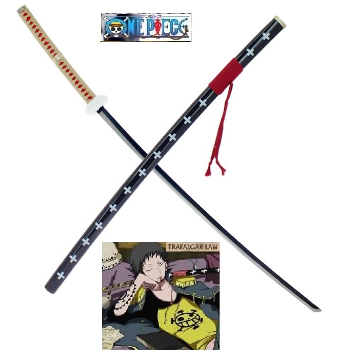 Nodachi kikoku di trafalgar law per cosplay - spada giapponese fantasy a lama lunga da collezione lamento spettrale del chirurgo della morte della serie anime e manga one piece.