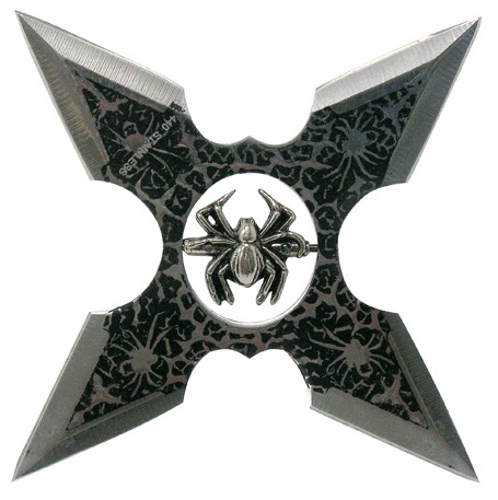 Coltello da lancio spiderman a 4 punte - coltello da lancio fantasy da collezione in acciaio con fodero dedicato all'uomo ragno dei fumetti.