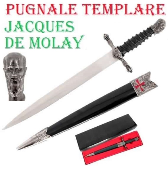 Coltello templare jacques de molay - pugnale storico da collezione con fodero dell'ultimo gran maestro dei cavalieri crociati dell'ordine del tempio di salomone.