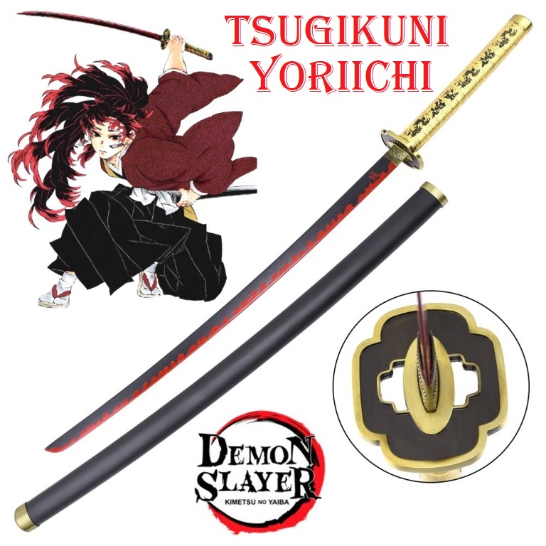 Katana nichirin ammazzademoni di tsugikuni yoriichi per cosplay - spada giapponese fantasy da collezione del pilastro del sole della serie anime e manga demon slayer.