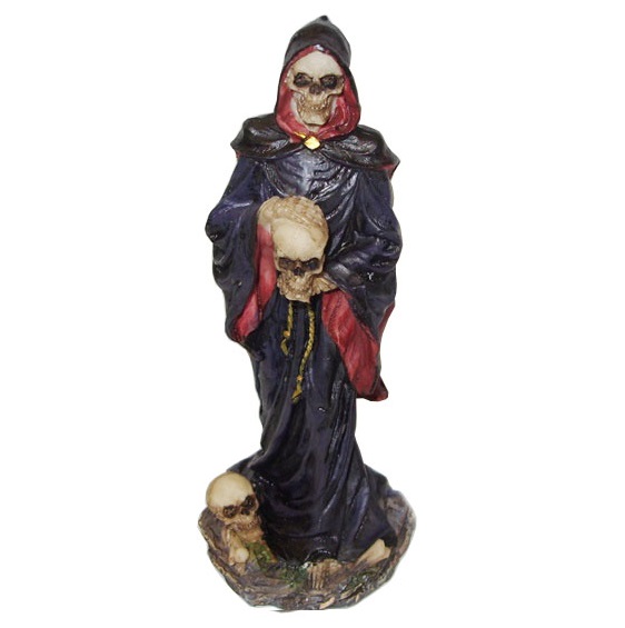 Morte con teschio - soprammobile fantasy da collezione raffigurante la morte con un cranio tra le mani.