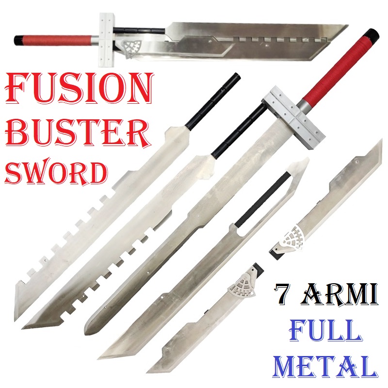 Fusion buster sword di final fantasy vii da collezione con 7 armi - spada fantasy scomponibile per cosplay del guerriero cloud strife del videogame final fantasy advent children.