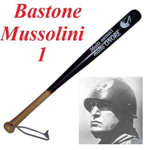 Souvenir bastone mussolini numero uno(1) - mazza per minibaseball da collezione in legno nero con decorazioni fasciste.