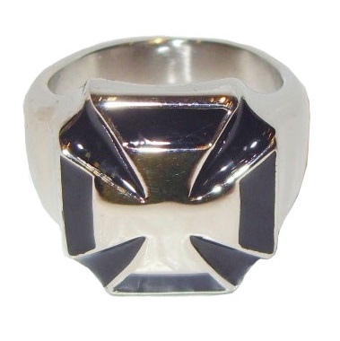 Anello silver cross - anello fantasy con croce bianca e nera - prodotto 100% italiano.