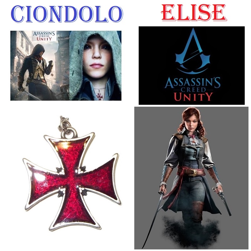 Ciondolo elise assassin's creed unity - riproduzione ufficiale ubisoft di ciondolo croce templare del videogame assassin's creed - prodotto in italia.