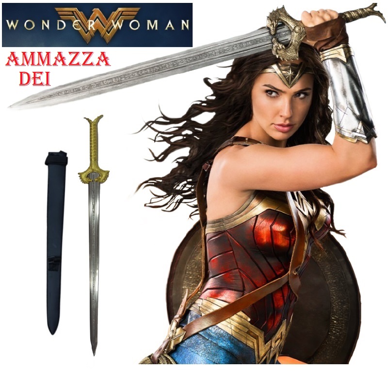 Spada ammazzadei di wonder woman con fodero per cosplay - spada fantasy da collezione della principessa amazzone diana del film wonder woman.