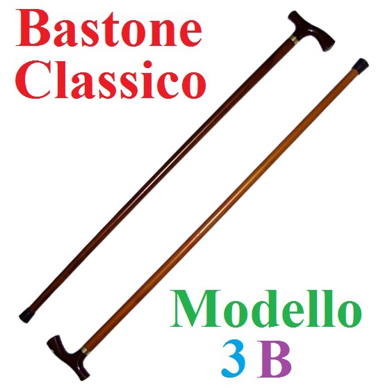 Bastone classico da passeggio modello 3b in legno con impugnatura anatomica.