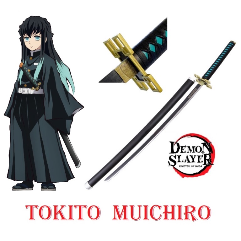 Katana nichirin ammazzademoni di tokito muichiro per cosplay - spada giapponese fantasy da collezione del pilastro della nebbia della serie anime e manga demon slayer.