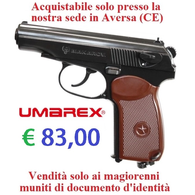 Pistola co2 makarov - potenza inferiore ai 7,5 joule - marca umarex  -versione depotenziata di libera vendita a maggiorenni pistole armi ad aria  compressa pistole co2 UMAREX
