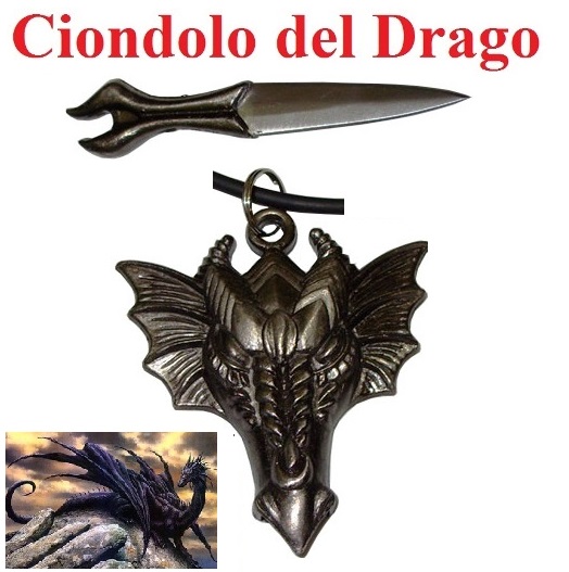 Ciondolo del drago - ciondolo fantasy con coltellino nascosto.