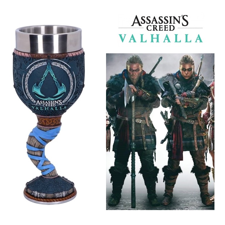 Calice assassin's creed valhalla - coppa fantasy da collezione riproduzione ufficiale della saga di videogames assassin's creed marca nemesis now .