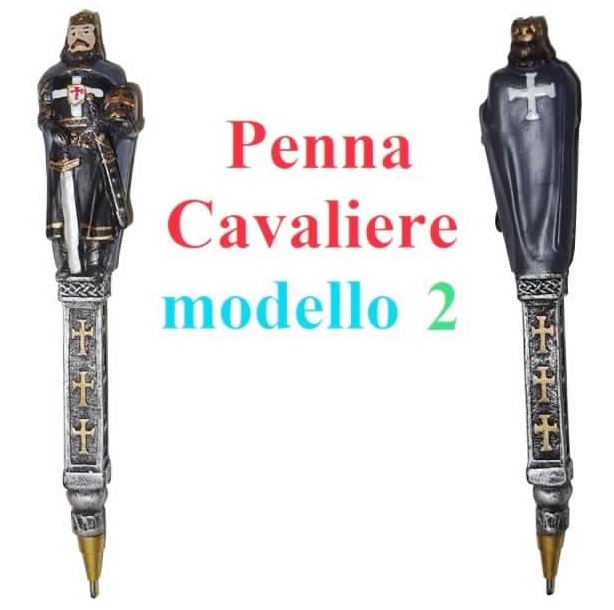 Penna cavaliere modello 2 - penna da collezione con cavaliere ospitaliero dipinto a mano.