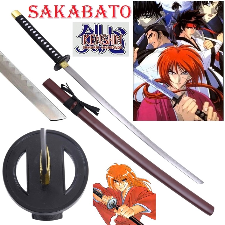 Sakabato di kenshin himura per cosplay - spada giapponese da collezione a lama invertita della serie anime e manga kenshin samurai vagabondo .