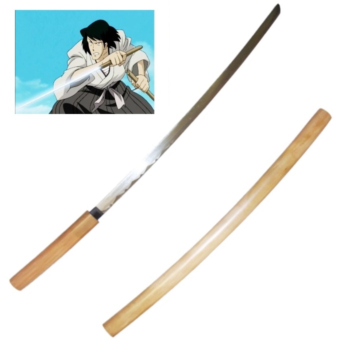 Zantetsu di goemon per cosplay - katana shirasaya in legno naturale da collezione - spada giapponese del samurai goemon della serie anime e manga lupin terzo in legno.