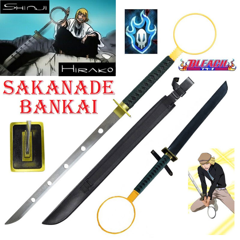 Katana sakanade fase shikai e bankai per cosplay - zanpakuto da collezione di shinji hirako della serie anime e manga bleach - spada fantasy ornamentale corsa all'indietro con fodero da schiena.