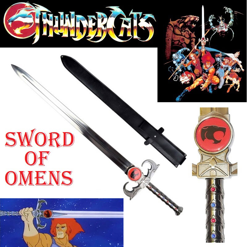 Spada dei presagi di lion-o per cosplay - sword of omens da collezione con fodero dell'eroe della serie a fumetti e a cartoni animati thundercats.