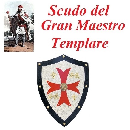 Scudo del gran maestro templare - replica di scudo del gran maestro dei cavalieri templari in metallo da esposizione a parete.