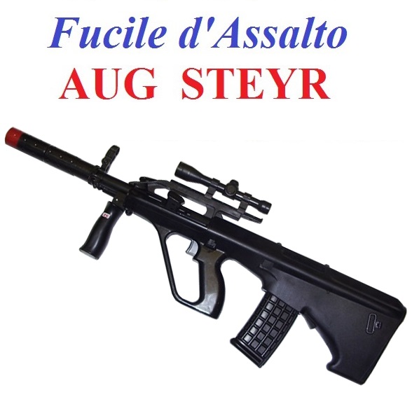 Fucile softair modello aug steyr  a molla - fucile softair a molla modello aug austriaco da cecchino con canna silenziatore.