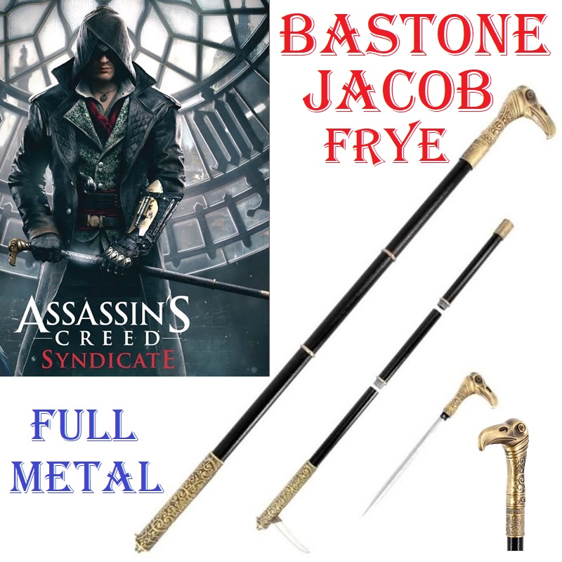 Bastone jacob frye - stocco fantasy da collezione e per cosplay a 2 lame del videogame assassin's creed syndicate.