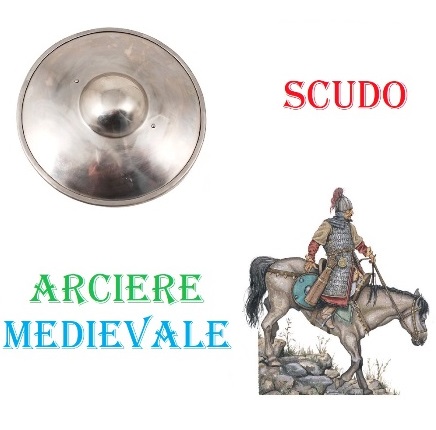 Scudo arciere medievale - piccolo scudo tondo metallico da arciere del medioevo.