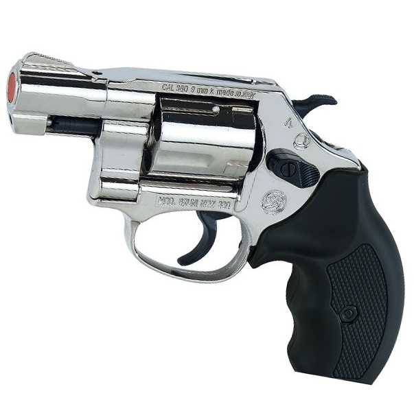 Bruni new 380 cromato - revolver a salve cromato calibro 380 mm - arma da segnalazione acustica - replica da collezione del revolver smith&wesson 38 special da 2 pollici cromato.