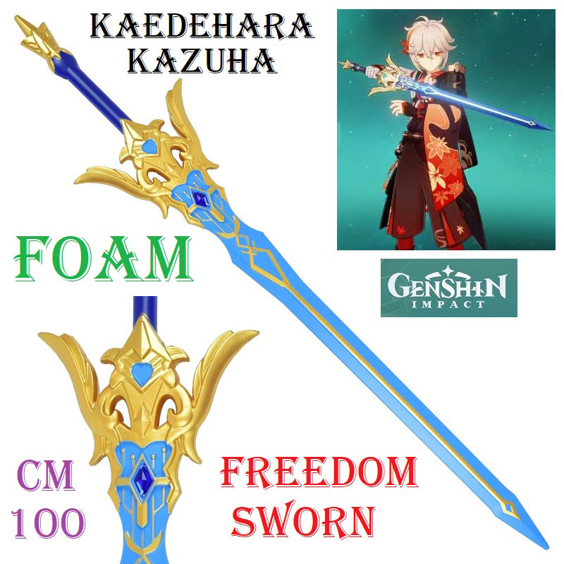 Freedom sworn ornamentale in foam per cosplay - spada magica giapponese fantasy da collezione in gomma di kaedehara kazuha del videogioco genshin impact.