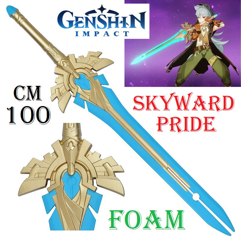 Skyward pride ornamentale in foam per cosplay - spada claymore magica fantasy da collezione in gomma del videogioco genshin impact.
