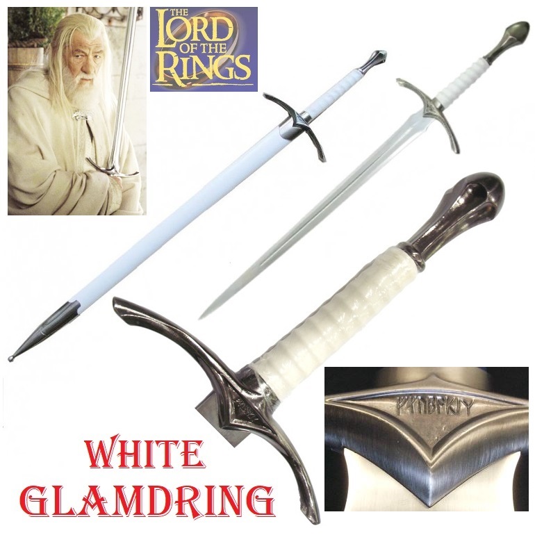 Spada glamdring di gandalf il bianco per cosplay - spada fantasy da collezione con fodero del mago gandalf dei film il signore degli anelli .