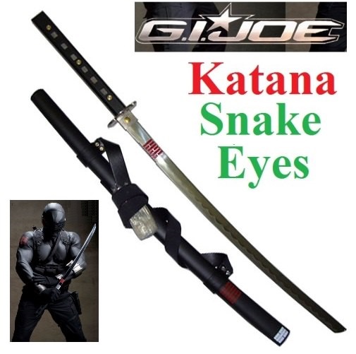 Katana di snake eyes per cosplay - spada giapponese fantasy da collezione con fodero da schiena del ninja johnny walkers dei film sui g.i. joe.