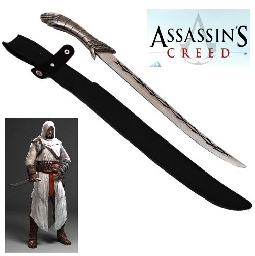 Spada corta altair con fodero per cosplay - spada fantasy da collezione del videogame assassin's creed.