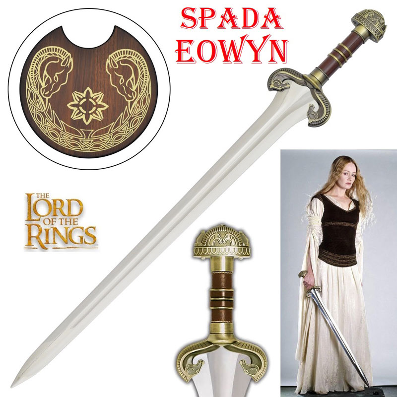 Spada eowyn per cosplay - spada fantasy ornamentale da collezione con espositore da parete della dama di rohan nei film il signore degli anelli.
