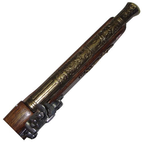 Pistola Francese ad acciarino Sedicesimo Secolo modello 1 - replica storica inerte di pistola francese a pietra focaia del XVI secolo da collezione - prodotta in italia