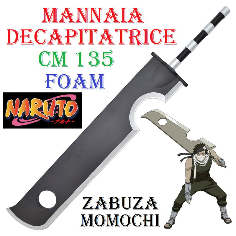 Mannaia decapitatrice in foam di zabuza momochi per cosplay - spada ninja fantasy kubikiri hocho ornamentale da collezione in gomma del villaggio della nebbia della serie anime e manga naruto .
