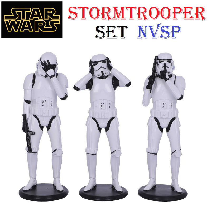 Stormtrooper set non vedo sento parlo da collezione - soprammobile umoristico ornamentale di 3 soldati imperiali della serie di film star wars - riproduzione ufficiale della saga guerre stellari marca nemesis now.