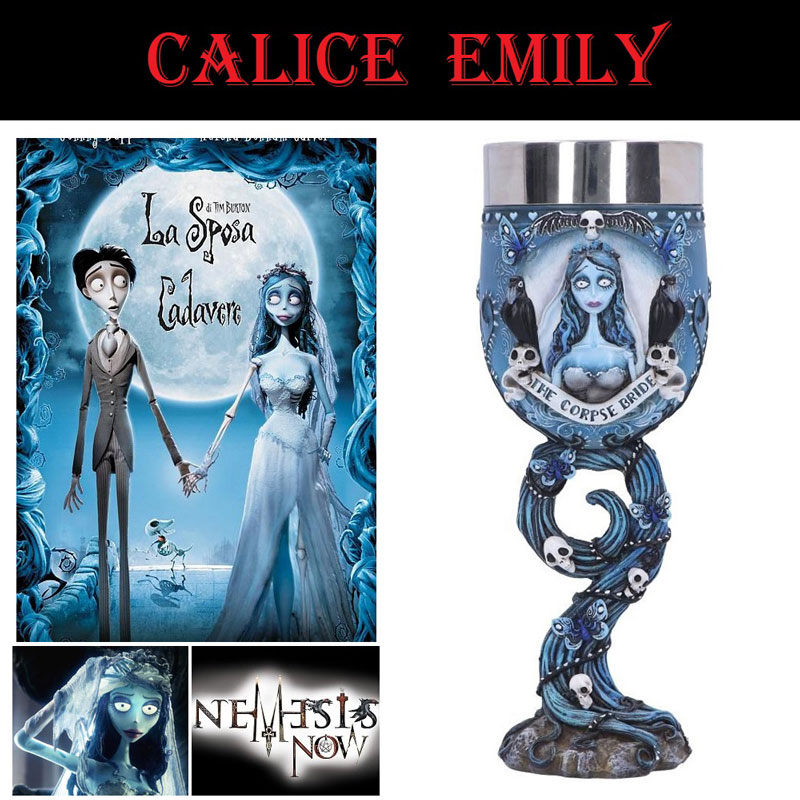 Coppa emily la sposa cadavere -  calice fantasy da collezione riproduzione ufficiale del film animato the corpse bride di tim burton marca nemesis now .