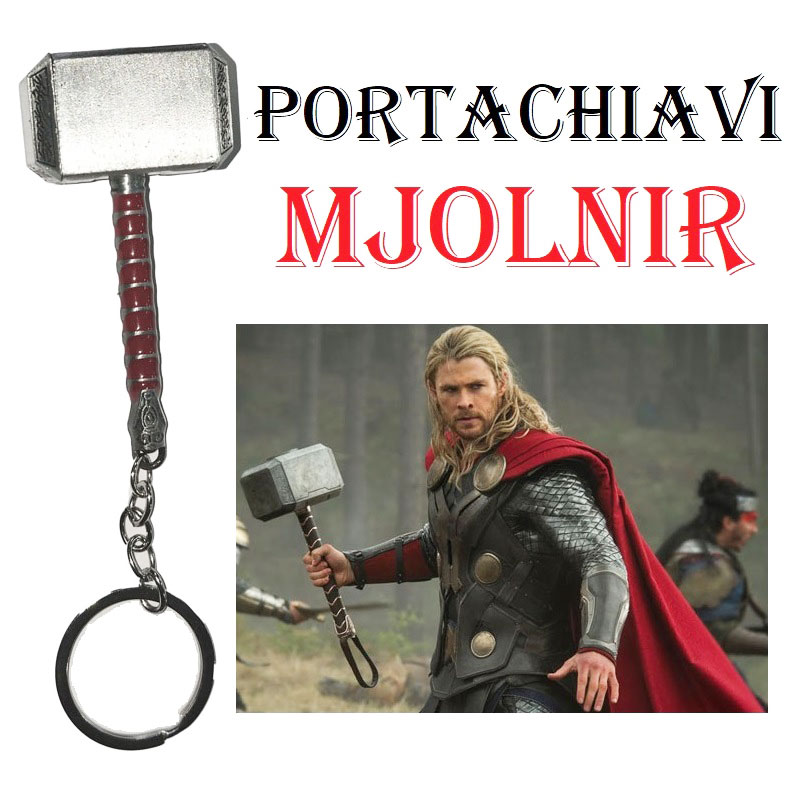 Portachiavi mjolnir di thor - mini martello fantasy ornamentale da collezione del dio asgardiano figlio di odino della serie di film e a fumetti thor.