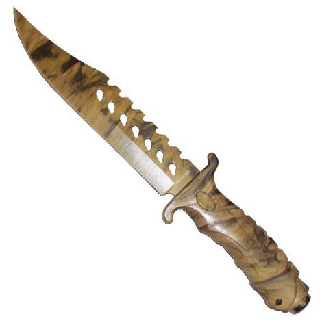 Coltello militare mimetico foresta integrale con fodero.