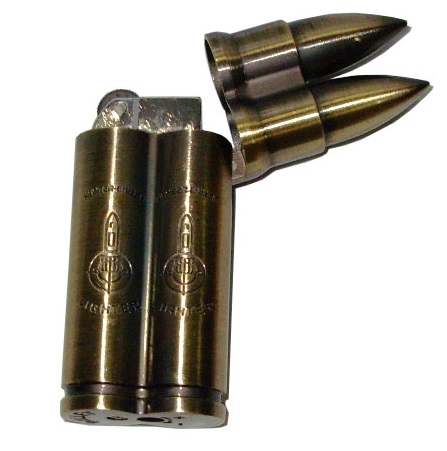 Accendino doppio proiettile - accendino da collezione replica di 2  pallottole per fucili da caccia accendini collezionismo militaria DENIX