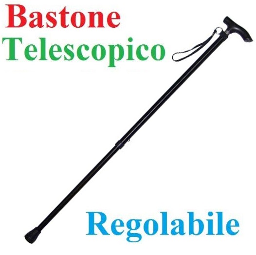 Bastone telescopico regolabile da passeggio in metallo con impugnatura anatomica.