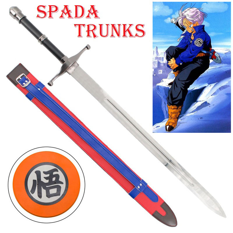 Spada di trunks per cosplay con espositore da parete - spada fantasy ornamentale da collezione con fodero da schiena dell'eroe tapion della serie anime e manga dragon ball z.