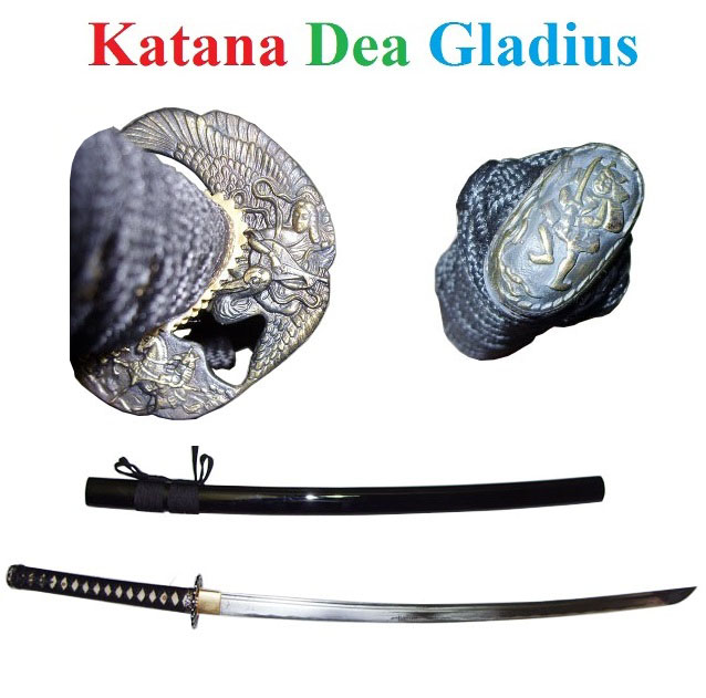 Katana dea da combattimento di colore nero in acciaio forgiato - spada giapponese con lama di alta qualit da pratica con hi - marca gladius.