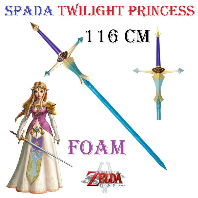 Spada della principessa zelda in foam per cosplay - spada fantasy in gomma da collezione del videogioco legend of zelda twilight princess.