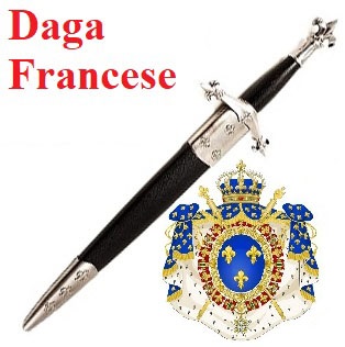 Daga francese - coltello storico a lama lunga da collezione di soldato del regno di francia con fodero .